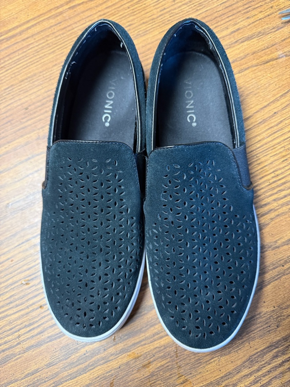 Vionic Black Perforated Slip-On Loafers